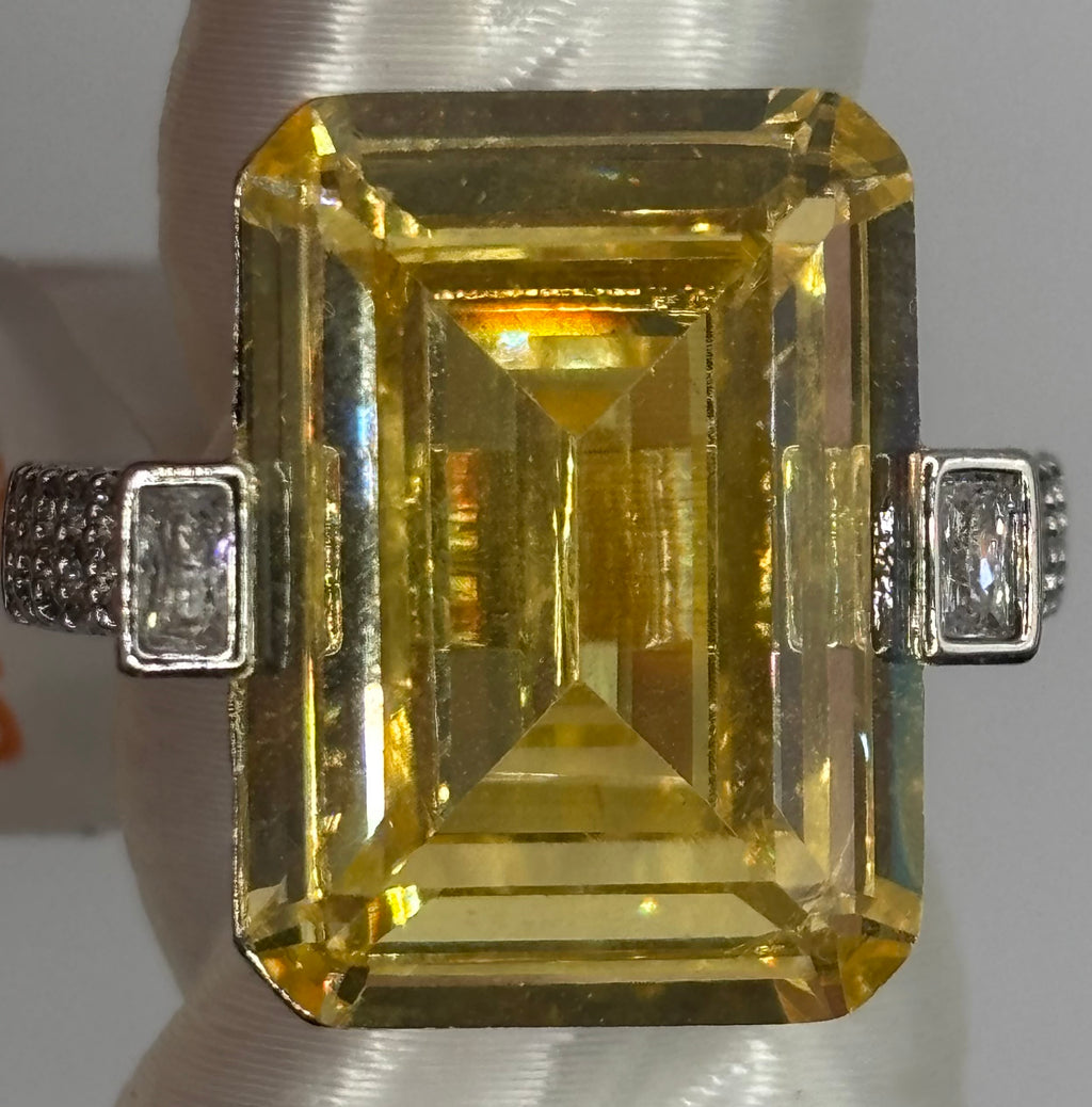 BP Yellow Topaz Rhodium Ring Size 6
