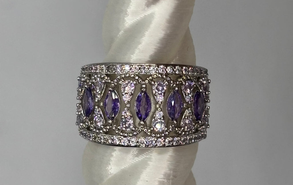 BP Amethyst Rhodium Ring Size 7