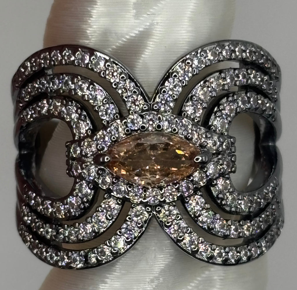 BP Smokey Topaz Hematite Ring Size 8