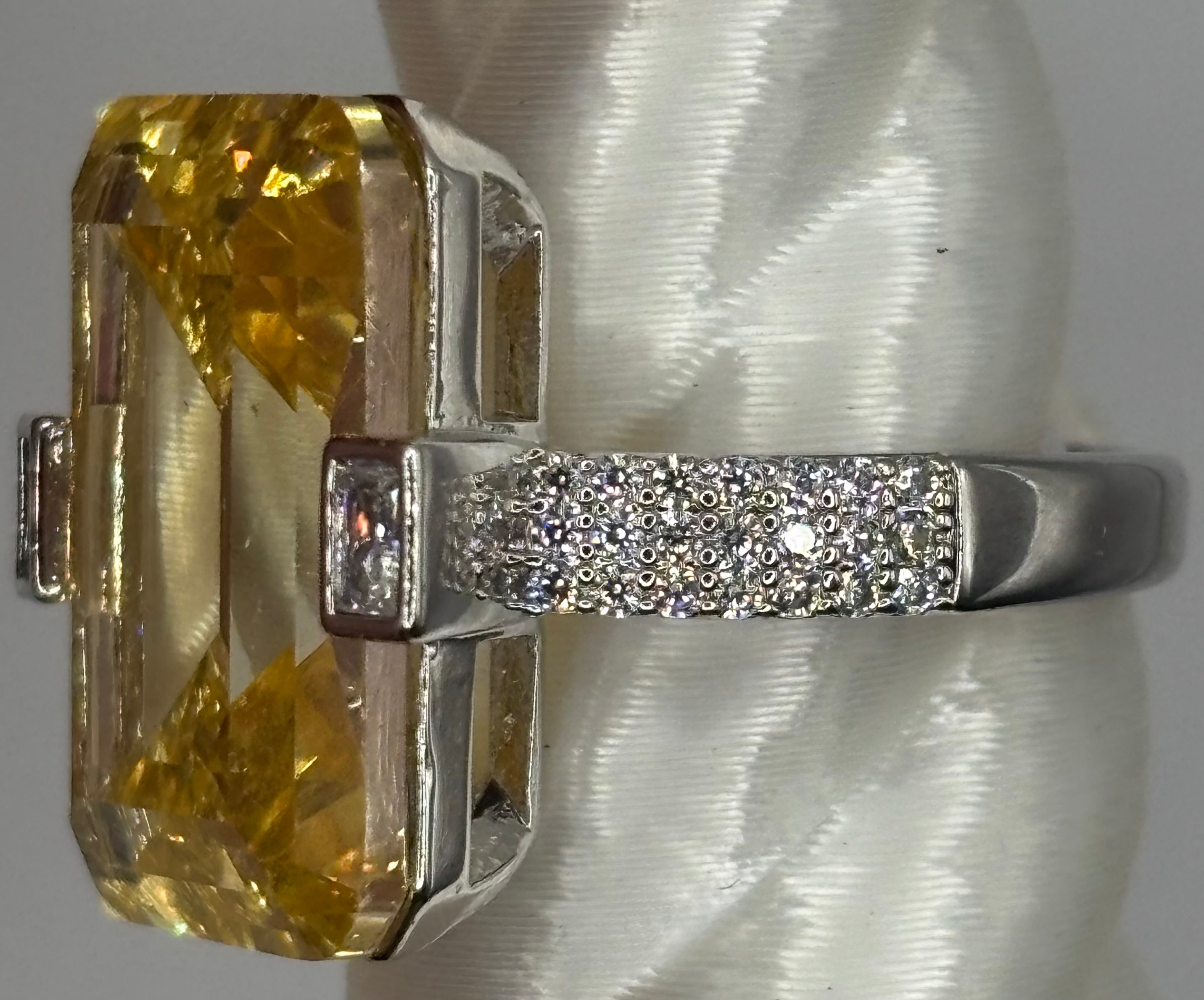 BP Yellow Topaz Rhodium Ring Size 6