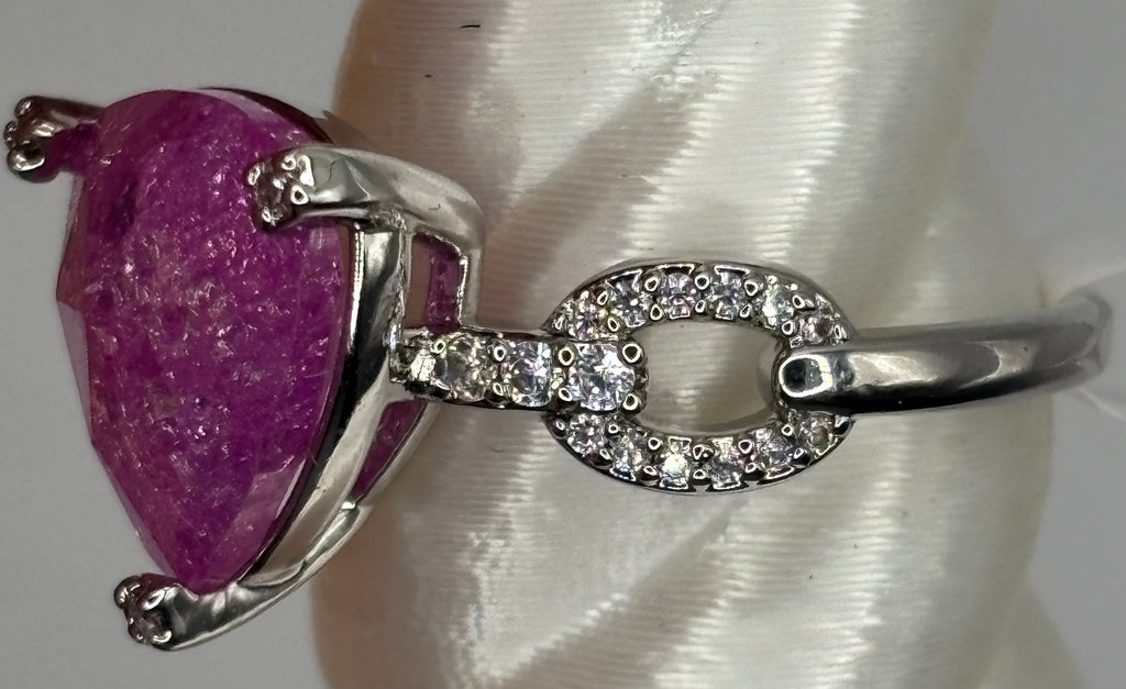BP Pink Ice Crystal Rhodium Ring Size 8