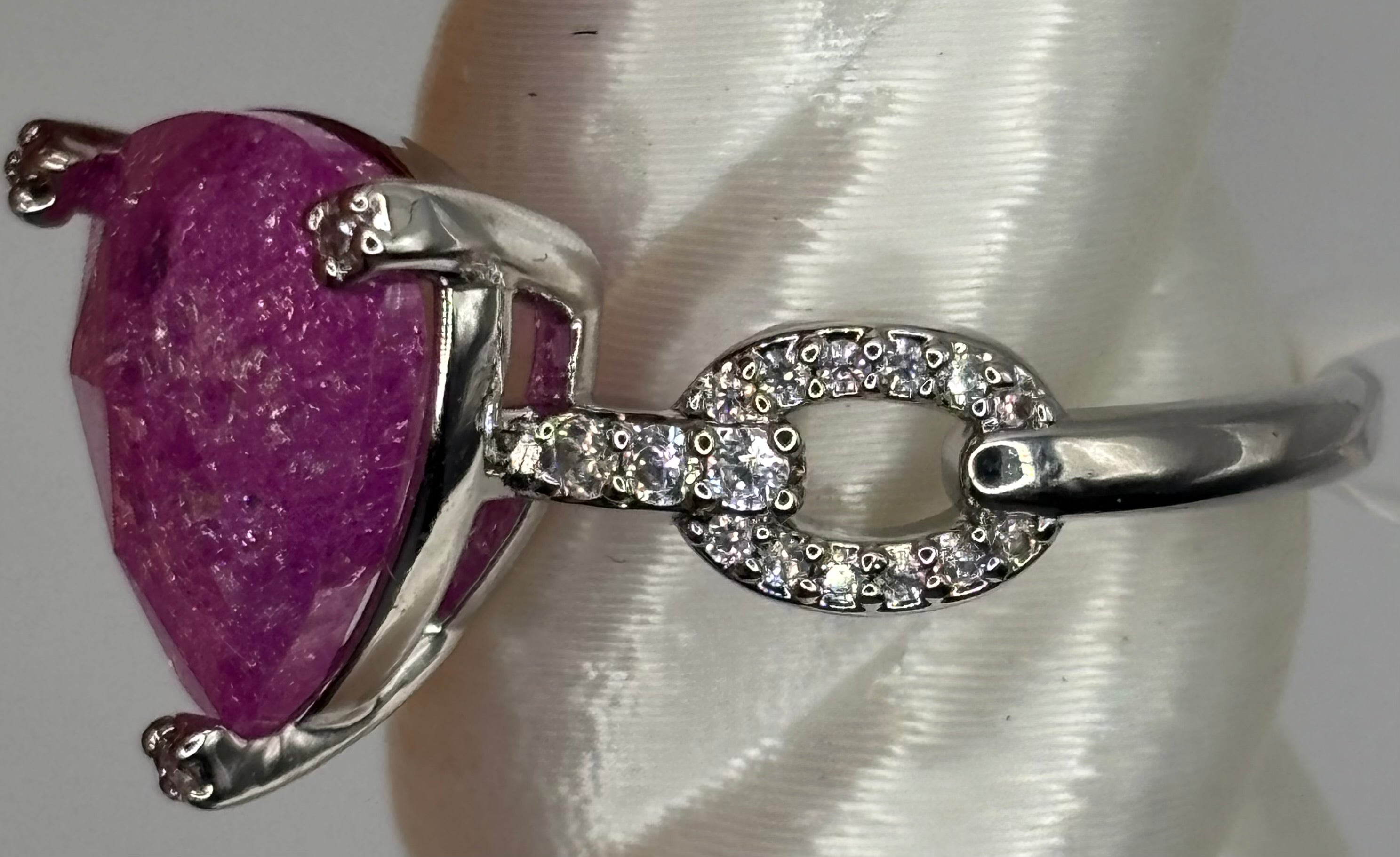 BP Pink Ice Crystal Rhodium Ring Size 8