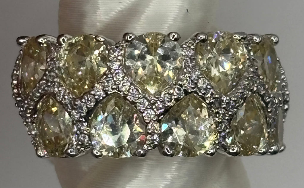 BP Lemon CZ Rhodium Ring Size 7