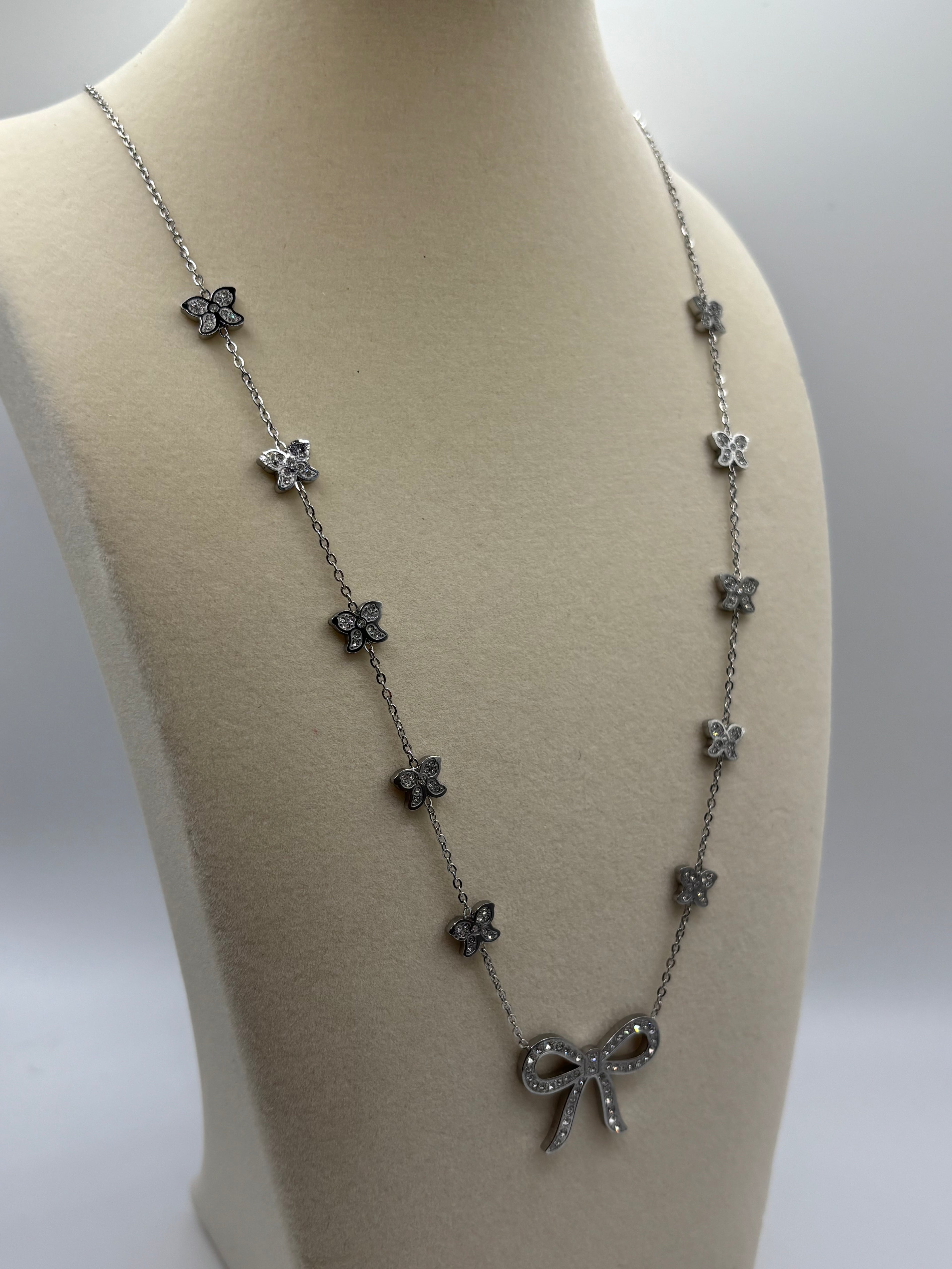 ATC Custom Bow Necklace Silver