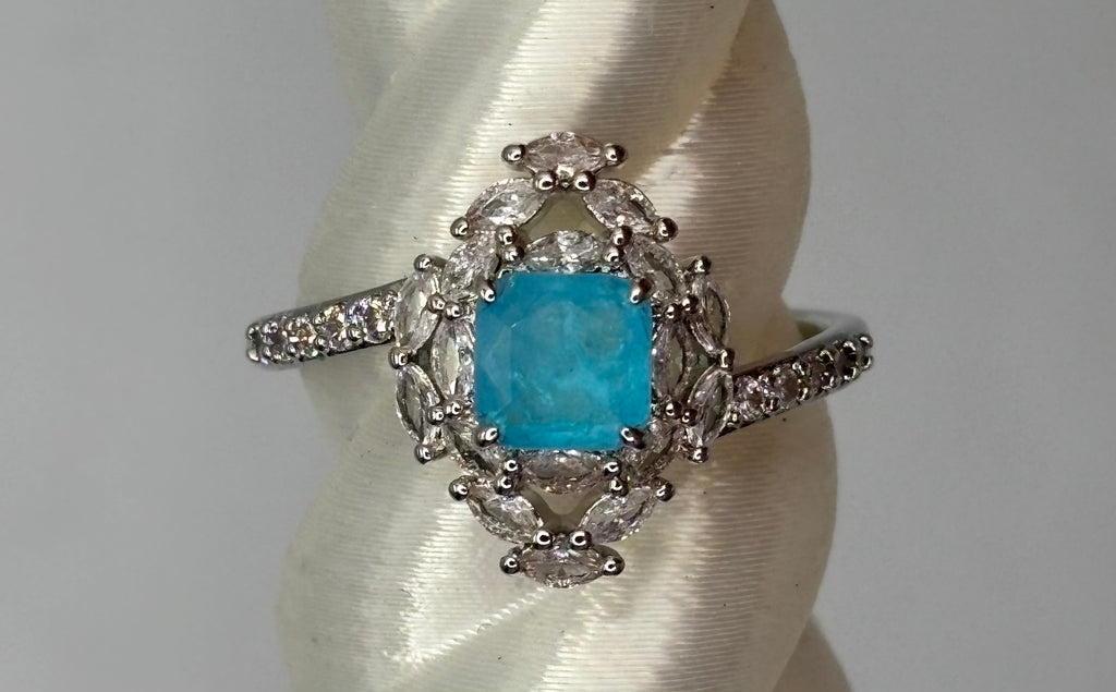BP Blue Quartz Rhodium Ring Size 9