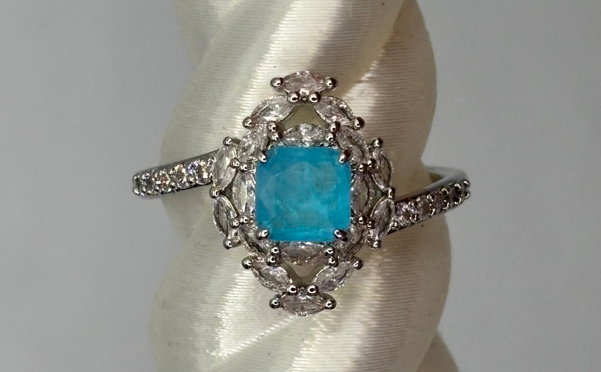 BP Blue Quartz Rhodium Ring Size 9
