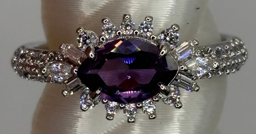 BP Amethyst Rhodium Ring Size 7