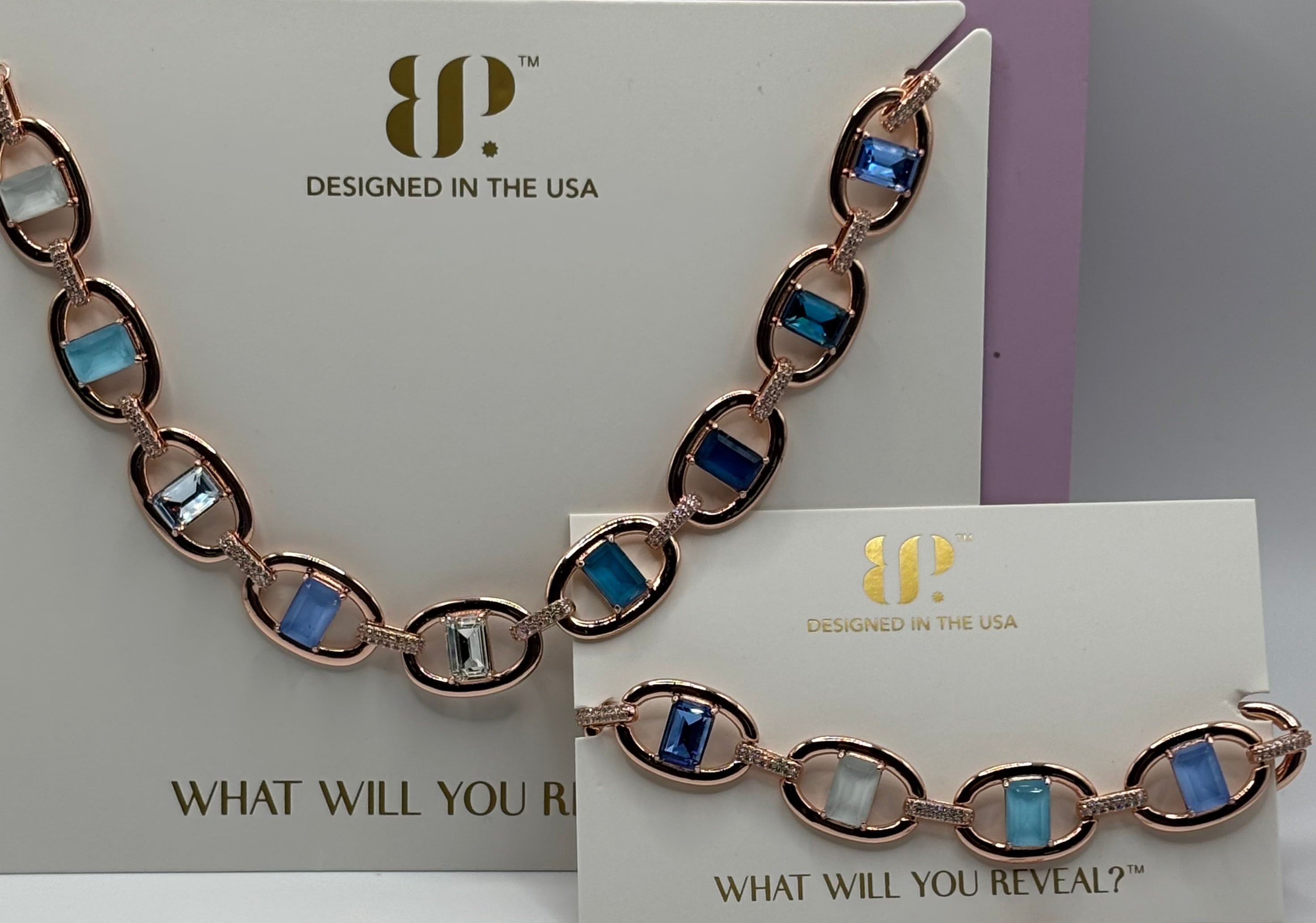 Summer Jewel Candy Necklace and Bracelet Set Maldives Mirage Rose Gold