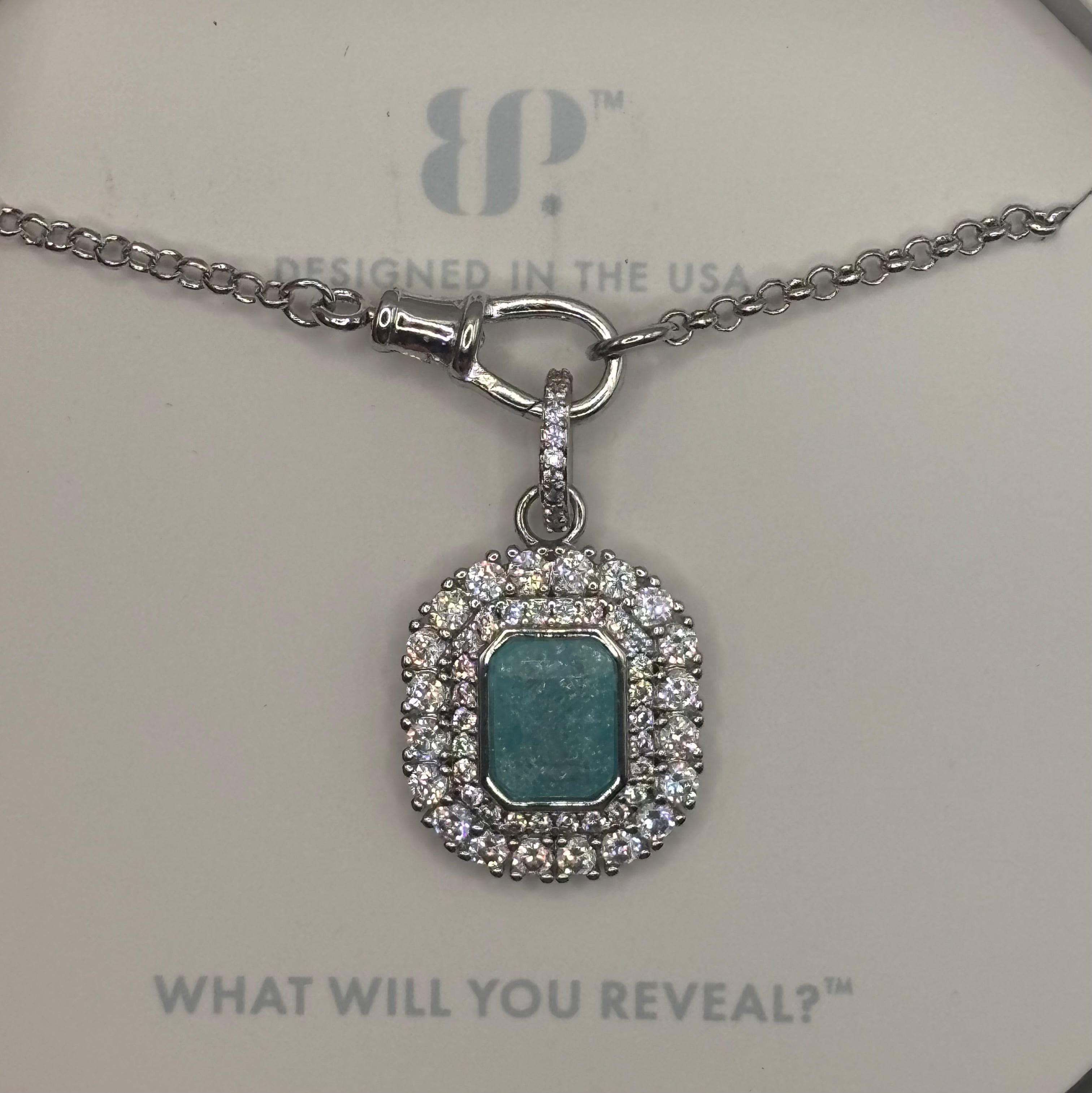 BP Rare Unicorn Blue Topaz Rhodium Necklace