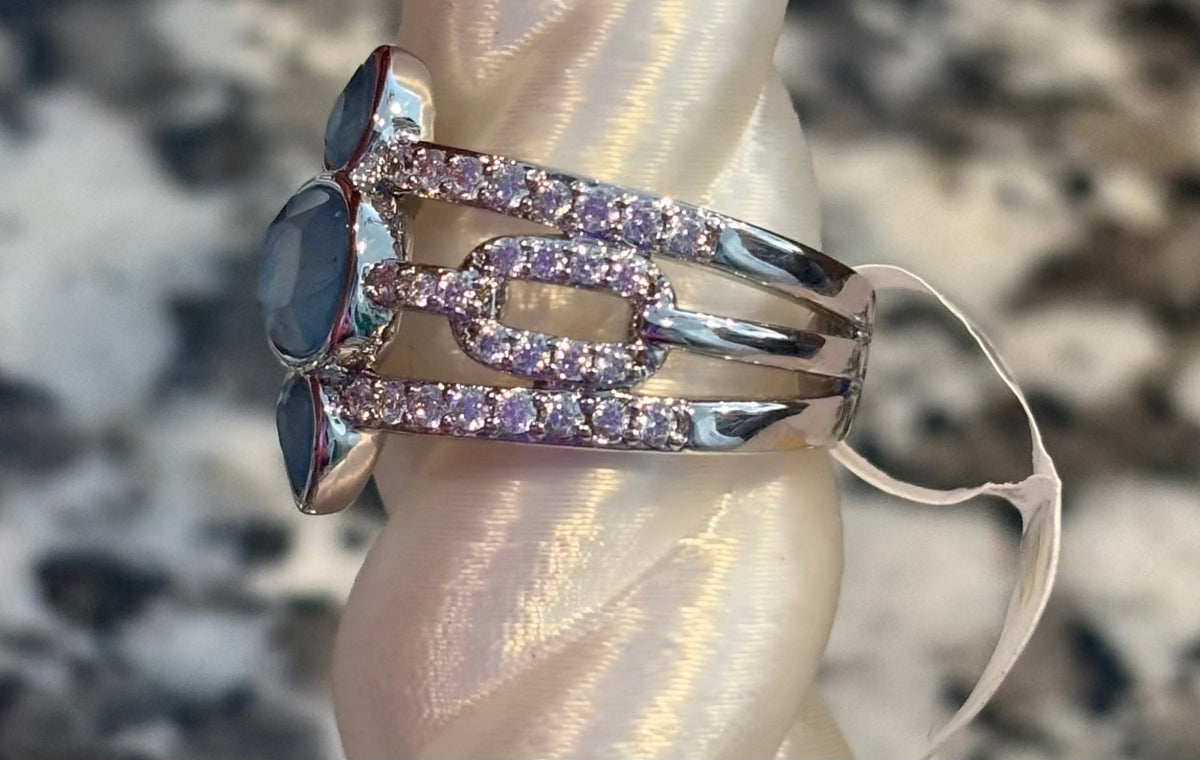 BP Blue Spinel Rhodium Ring Size 7 – All Things Chic