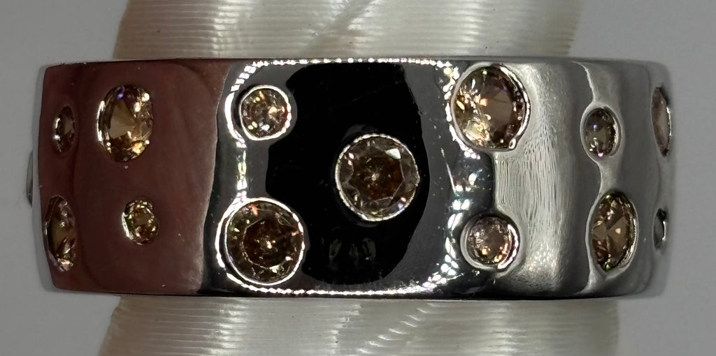 BP Smokey Topaz Rhodium Ring Size 6