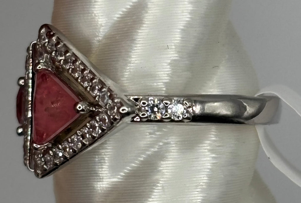 BP Rose Quartz Rhodium Ring Size 6