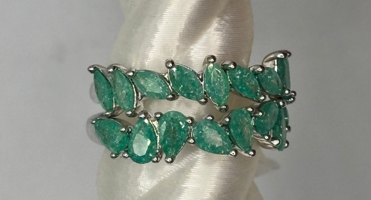BP Emerald Ice Crystal Rhodium Ring Size 7
