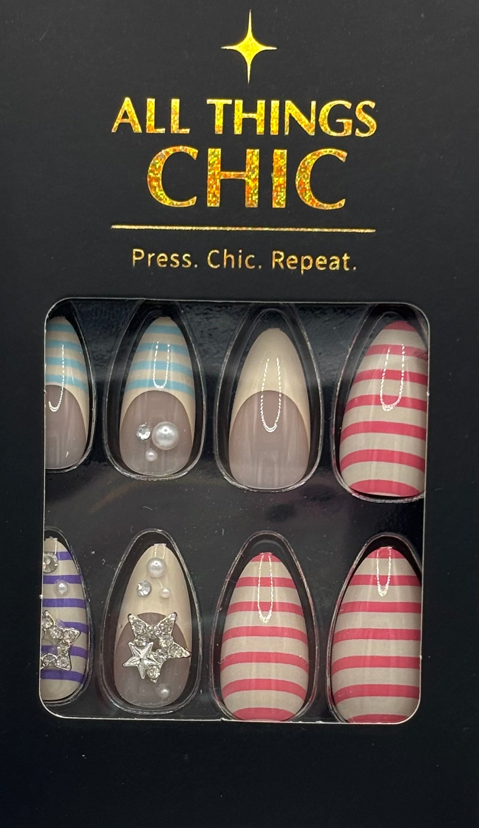 Sweet Stripes Press-On Nails Medium