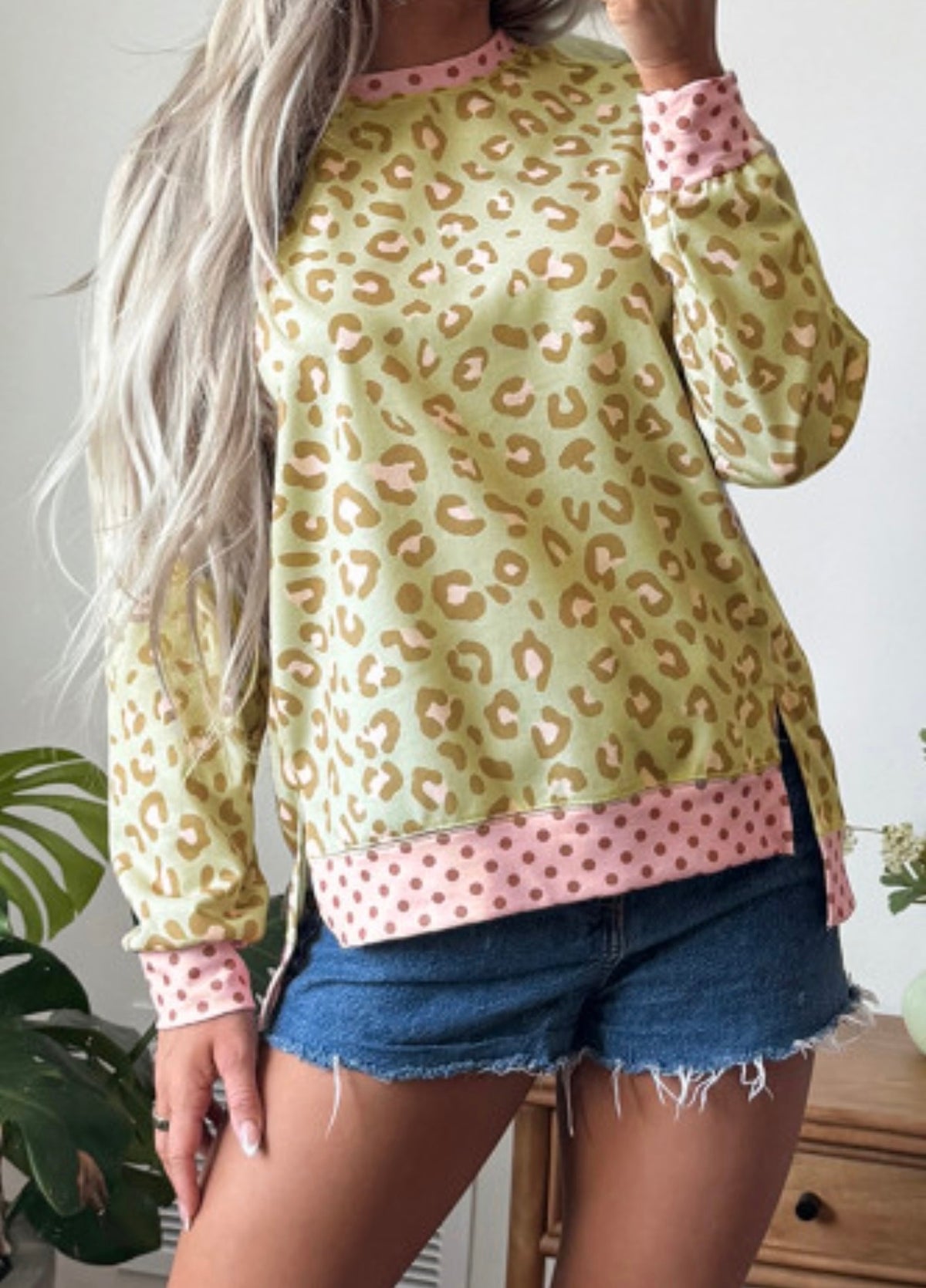 Leopard Print Long Sleeve Top
