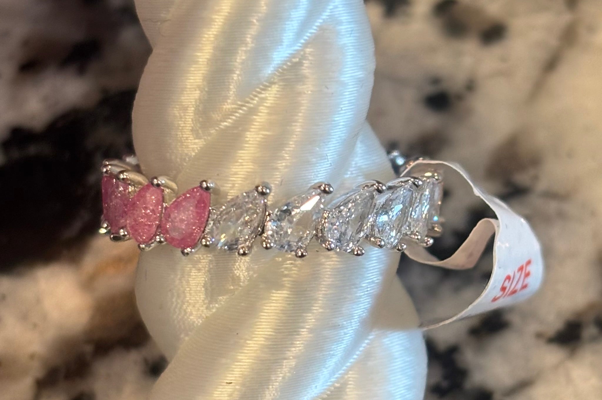 BP Rose Quartz Rhodium Ring Size 10