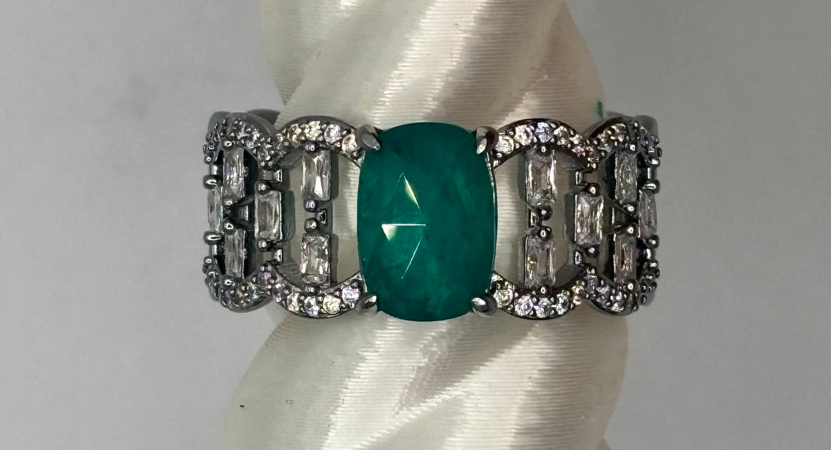 BP Brazilian Emerald Hematite Ring Size 10