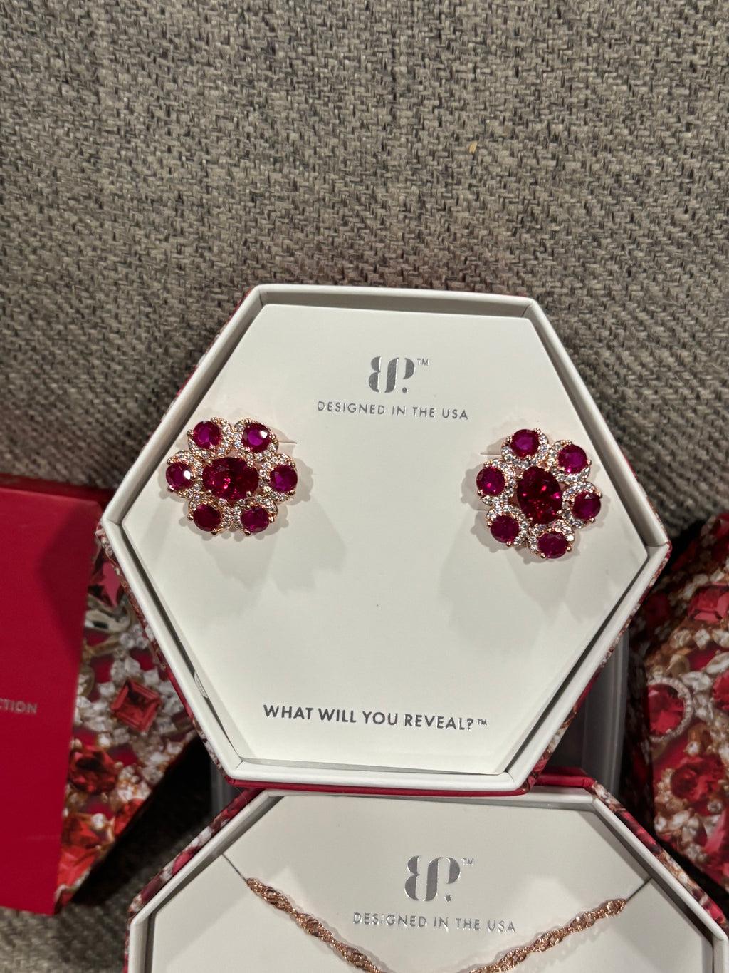 Bomb Party July 2025 Ruby Bliss Necklace and Forever in Bloom Earring Set