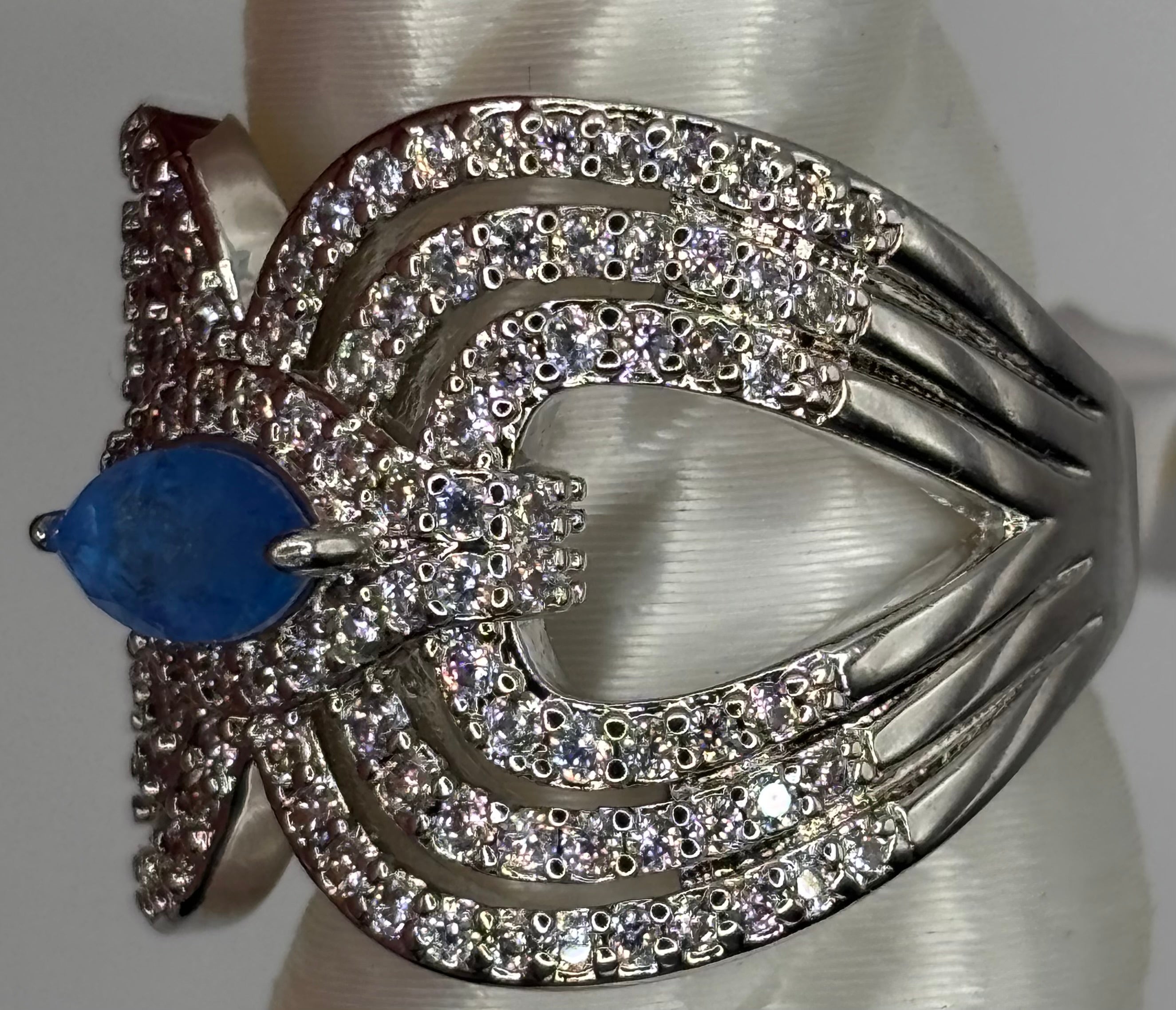 BP Blue Spinel Rhodium Ring Size 7