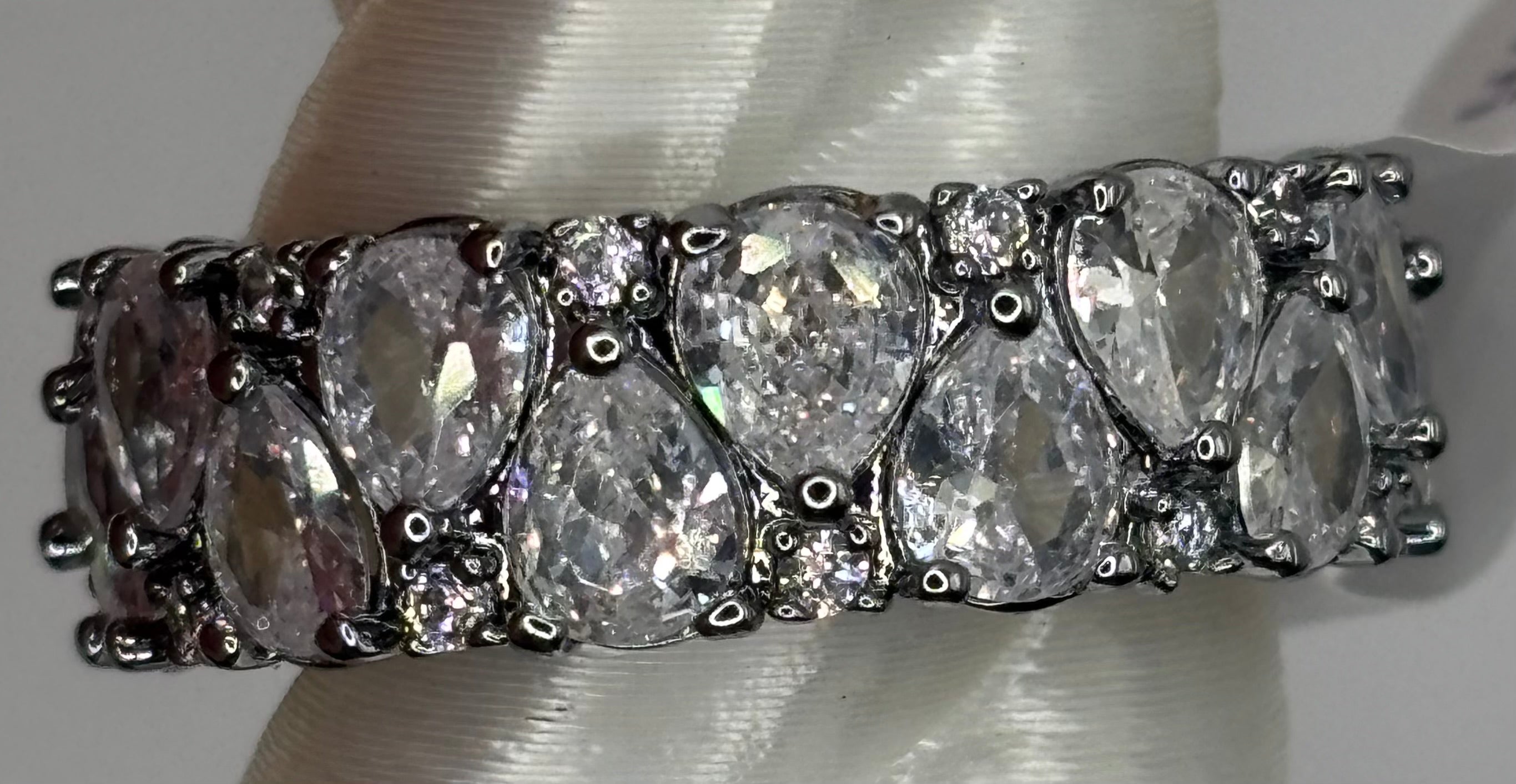 BP Diamond CZ Hematite Ring Size 9