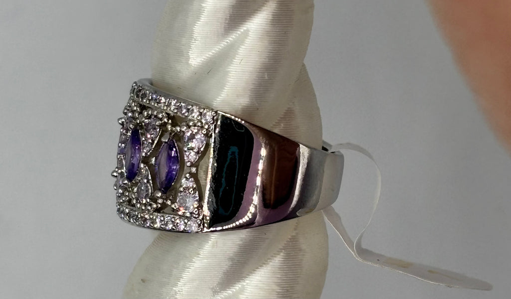 BP Amethyst Rhodium Ring Size 7