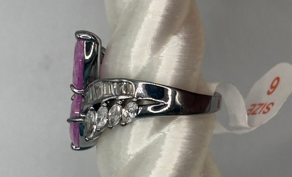 BP Pink Ice Crystal Hematite Ring Size 6