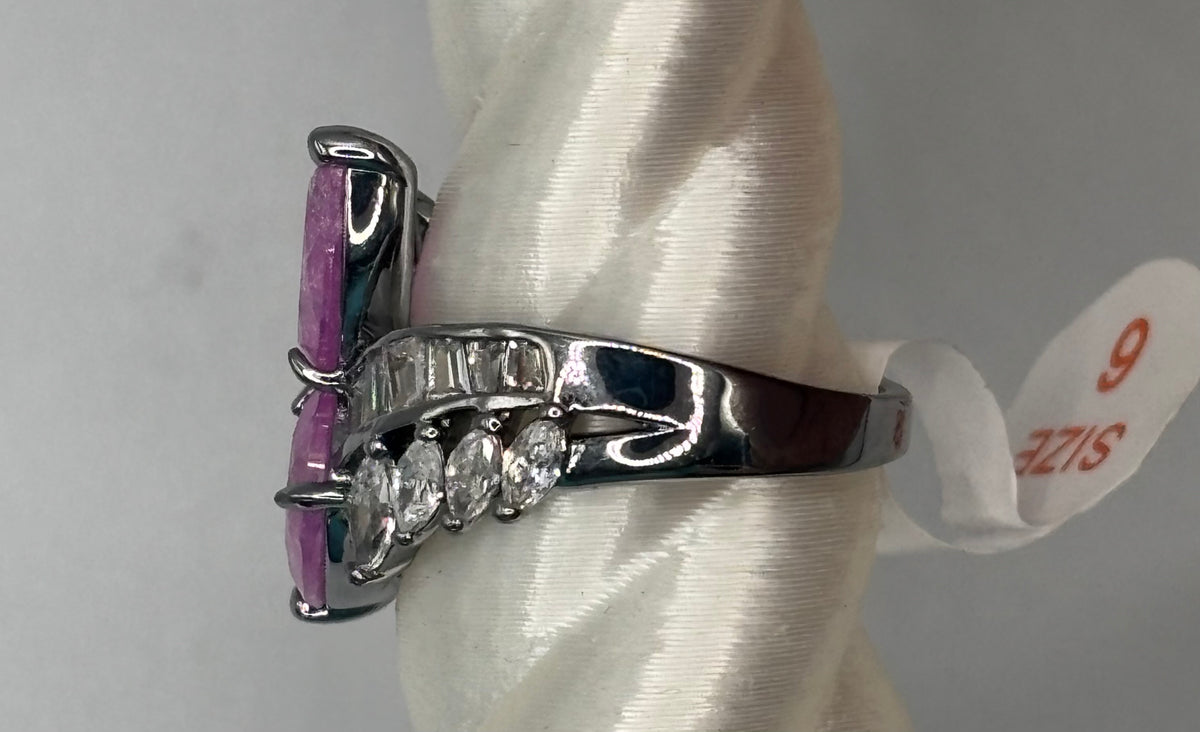 BP Pink Ice Crystal Hematite Ring Size 6