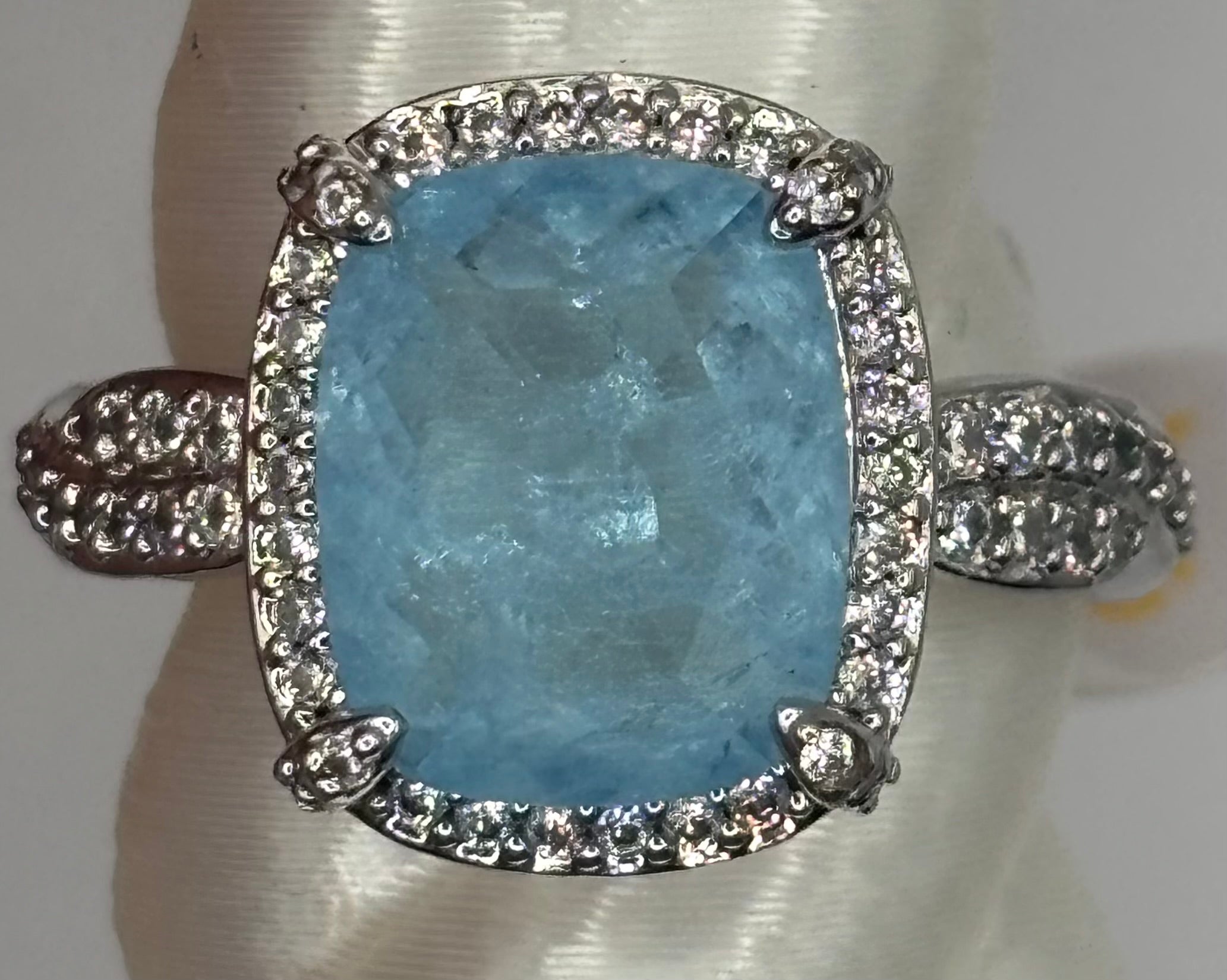 BP Blue Topaz Rhodium Ring Size 7