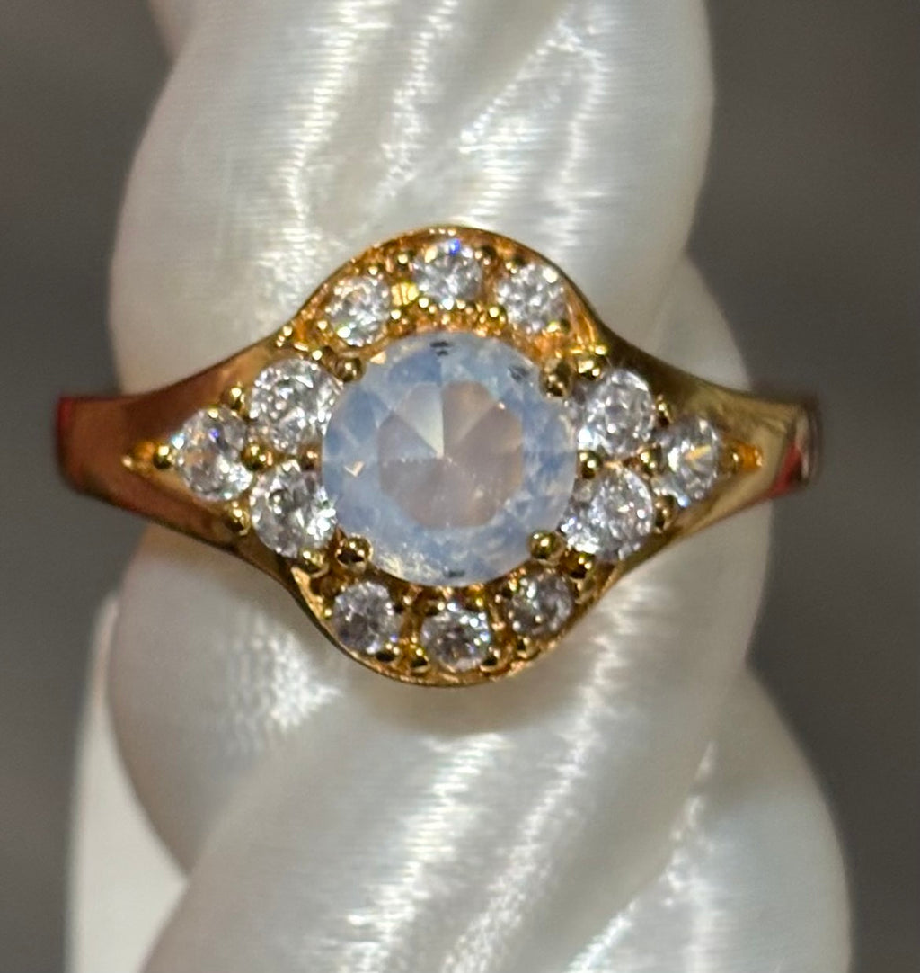 Moonstone and CZ Gold Size 8