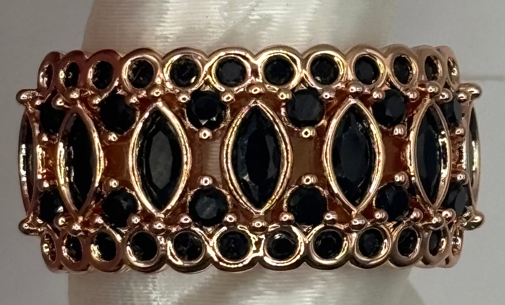BP Black Onyx Rose Gold Ring Size 8