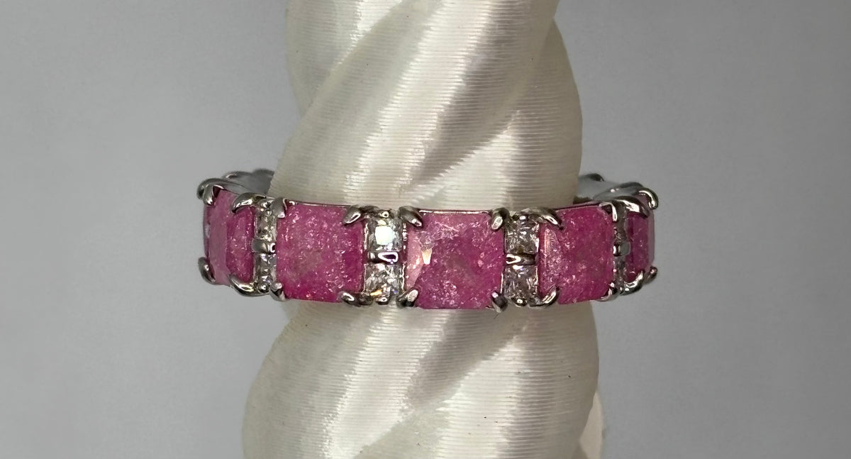 BP Rose Ice Crystal Rhodium Ring Size 8