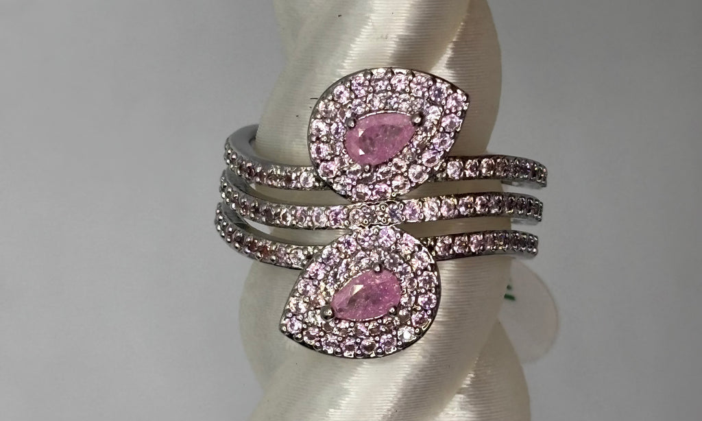 BP Rose Quartz Rhodium Ring Size 8