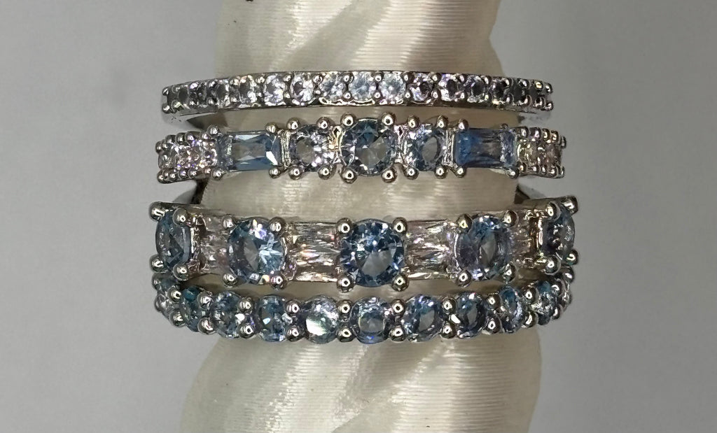 BP Blue Spinel Rhodium Ring Size 9
