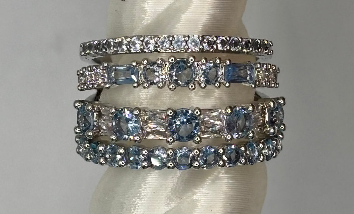 BP Blue Spinel Rhodium Ring Size 9