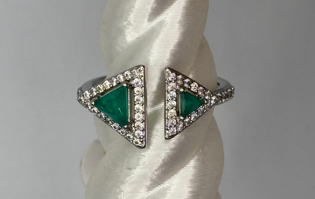 BP Brazilian Emerald Rhodium Ring Size 7