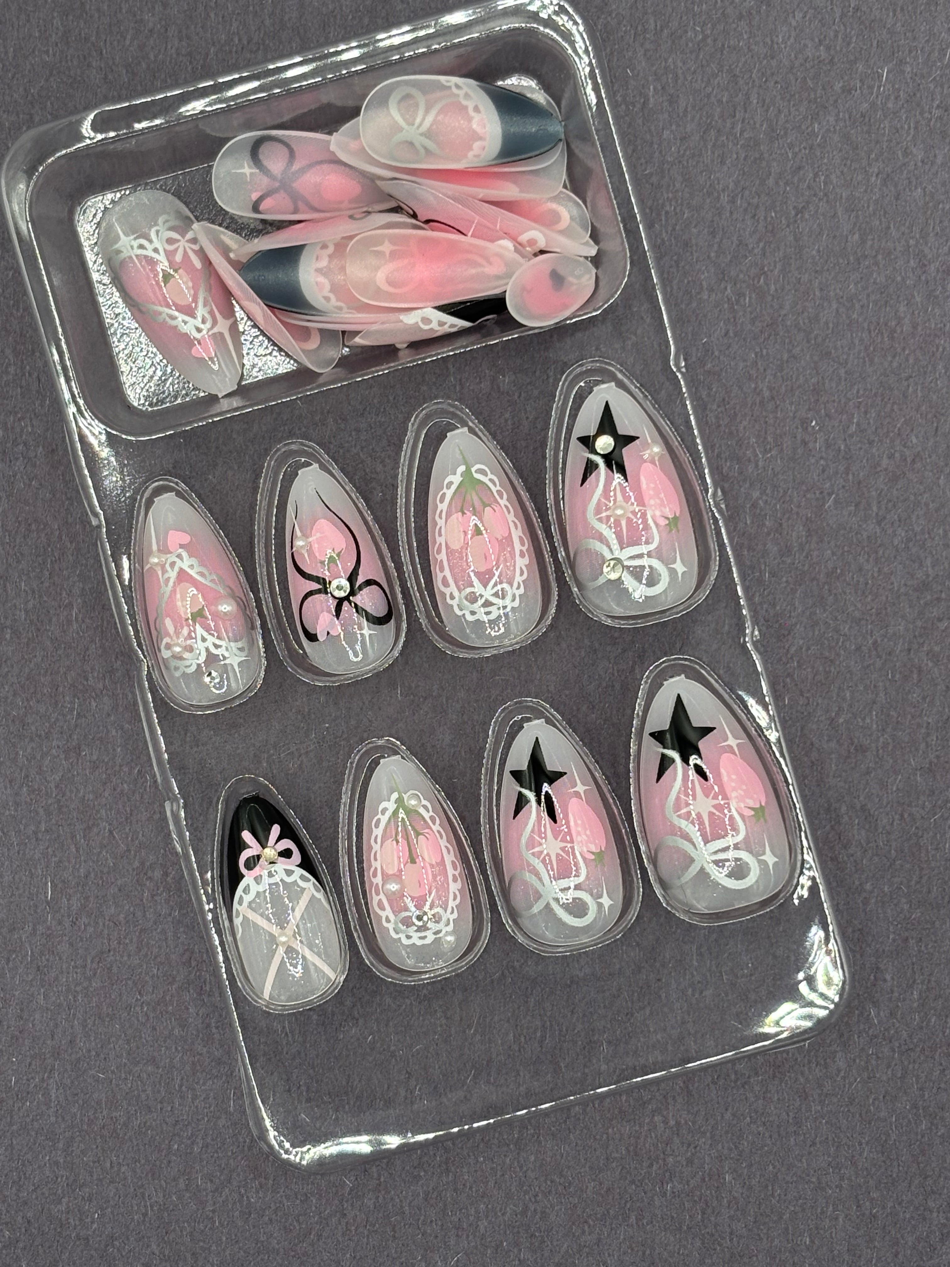 Berry Girlie Press-On Nails Medium
