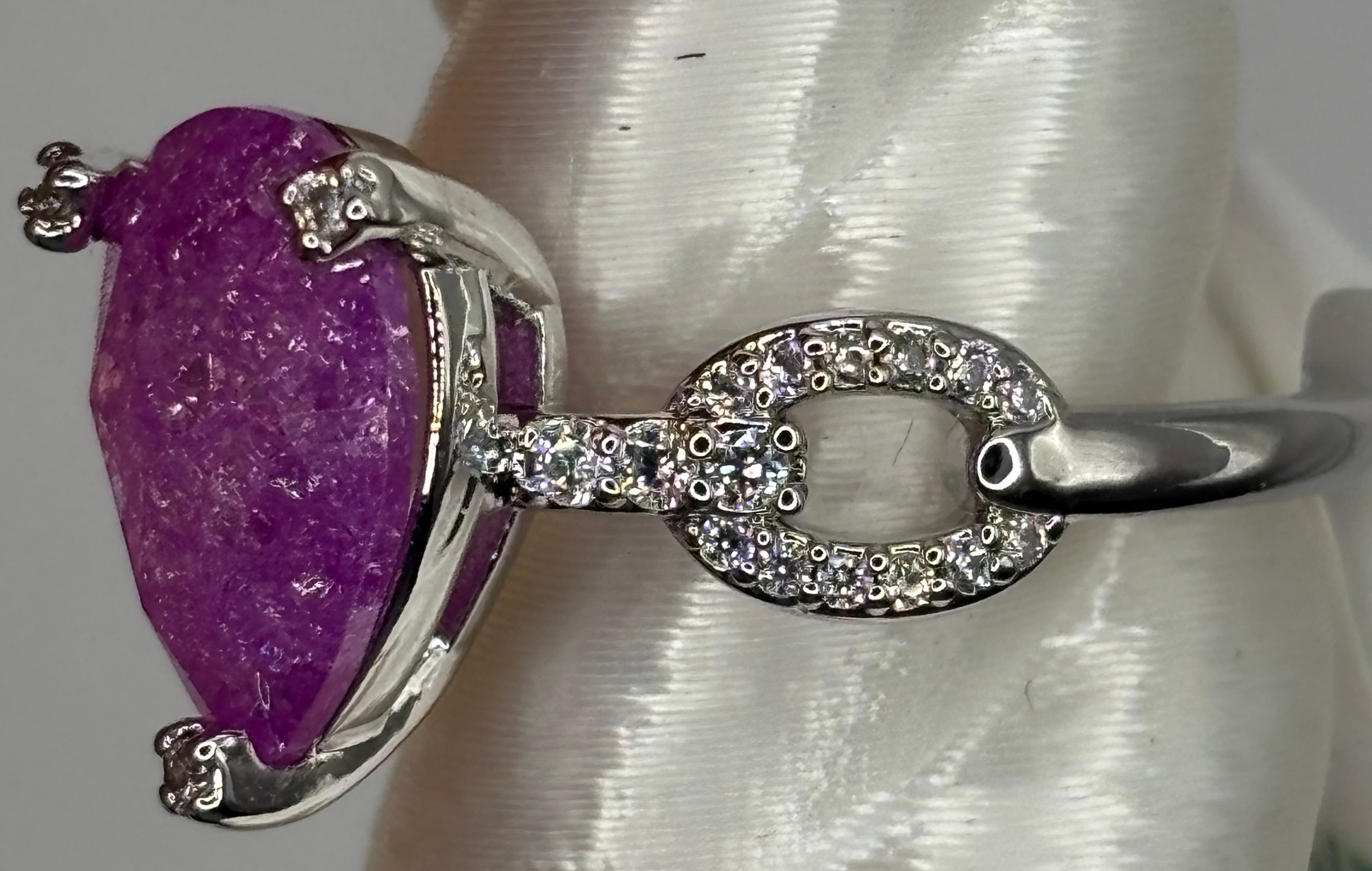 BP Pink Ice Crystal Rhodium Ring Size 8