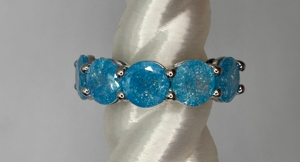 BP Blue Ice Crystal Rhodium Ring Size 6