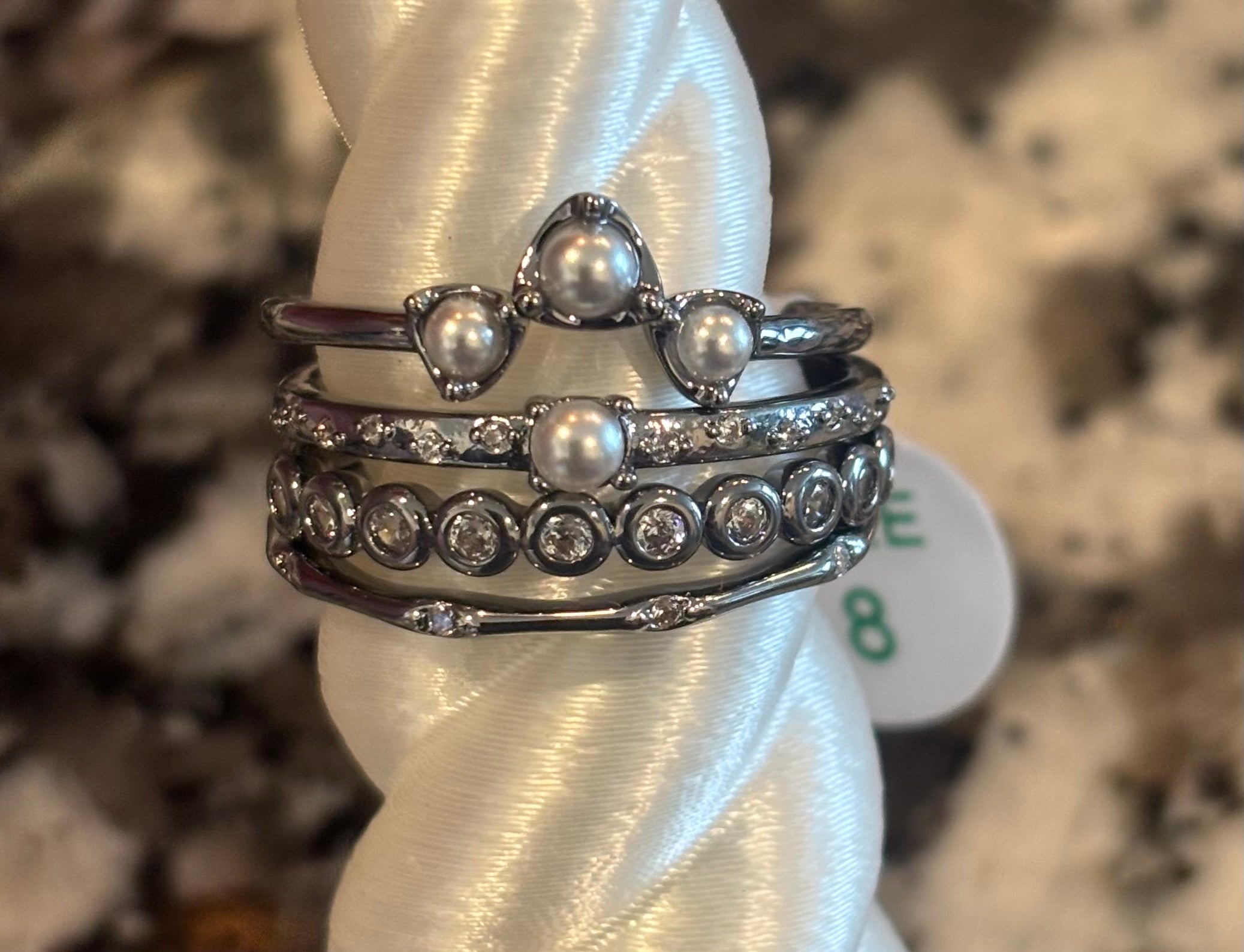 Delicates Dream Dancing on Quiet Wings-Hematite CZ & Pearl