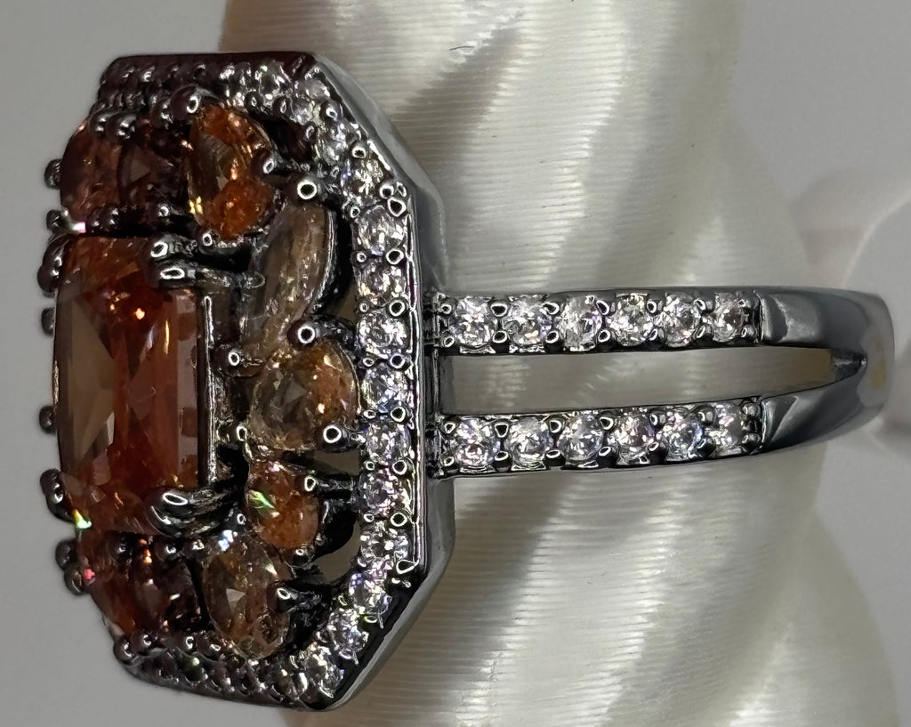 BP Smokey Topaz Hematite Ring Size 7