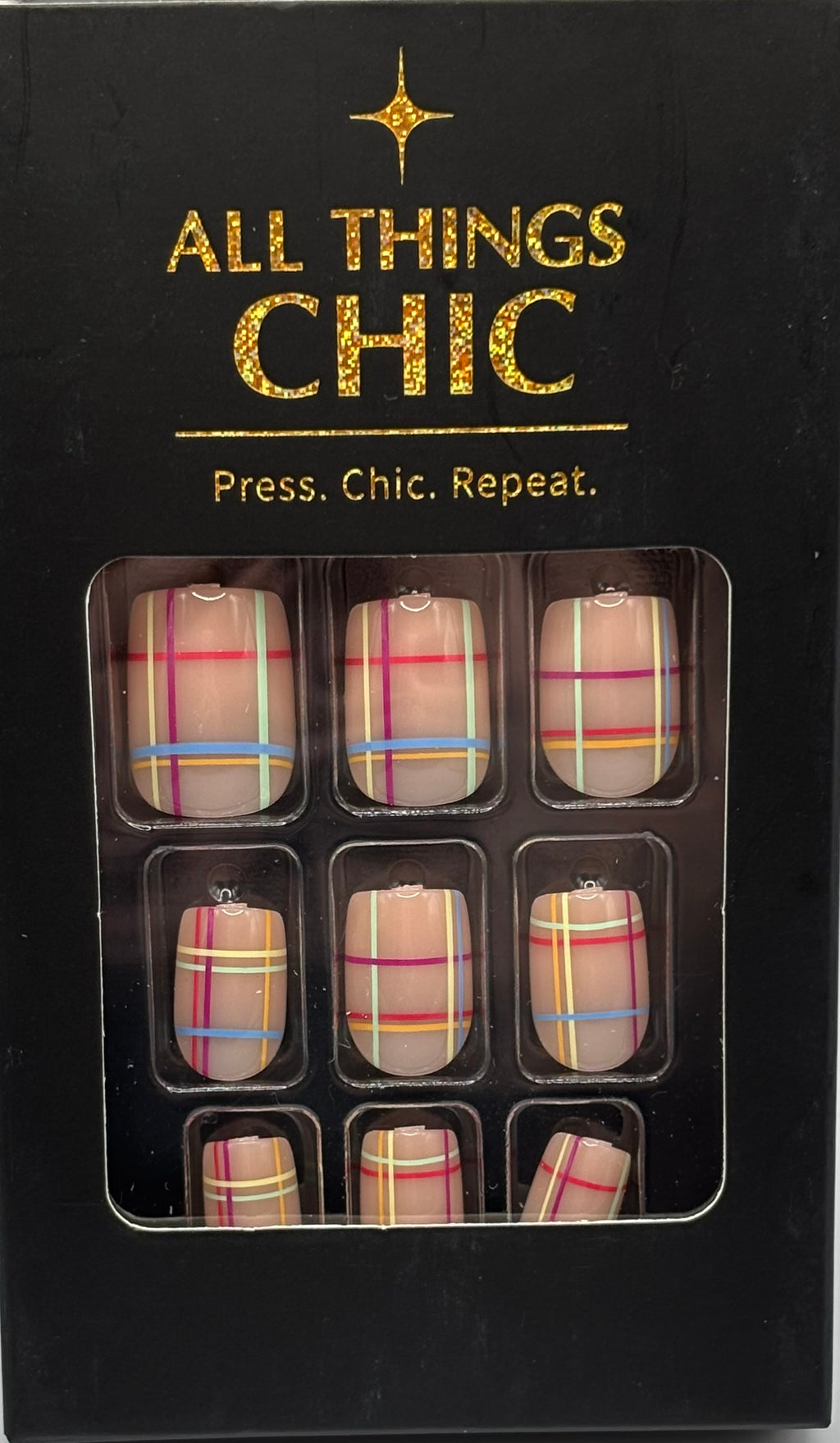 Signature Stripes Press-On Nails Short