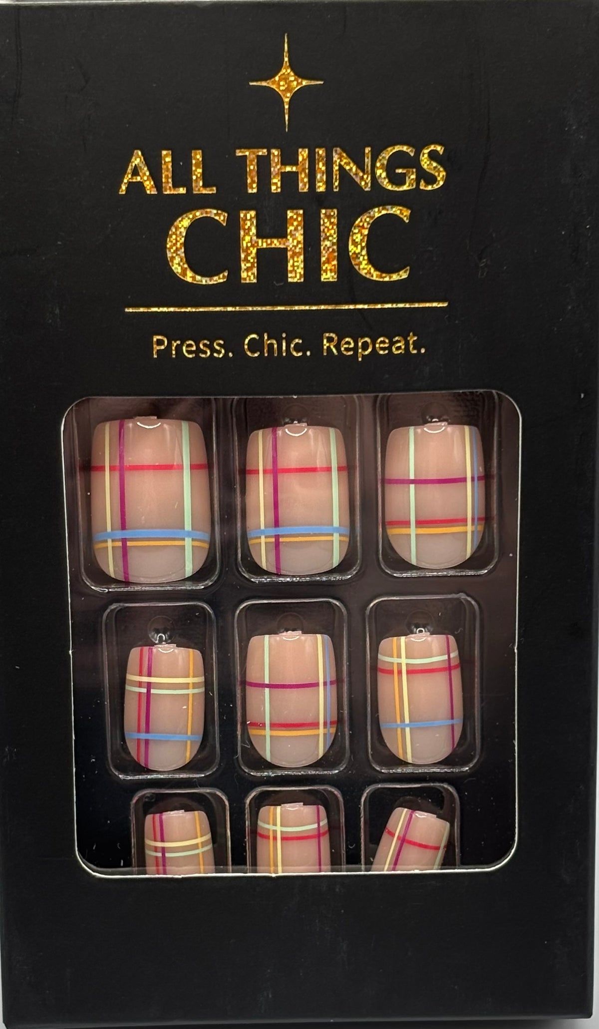 Signature Stripes Press-On Nails Short