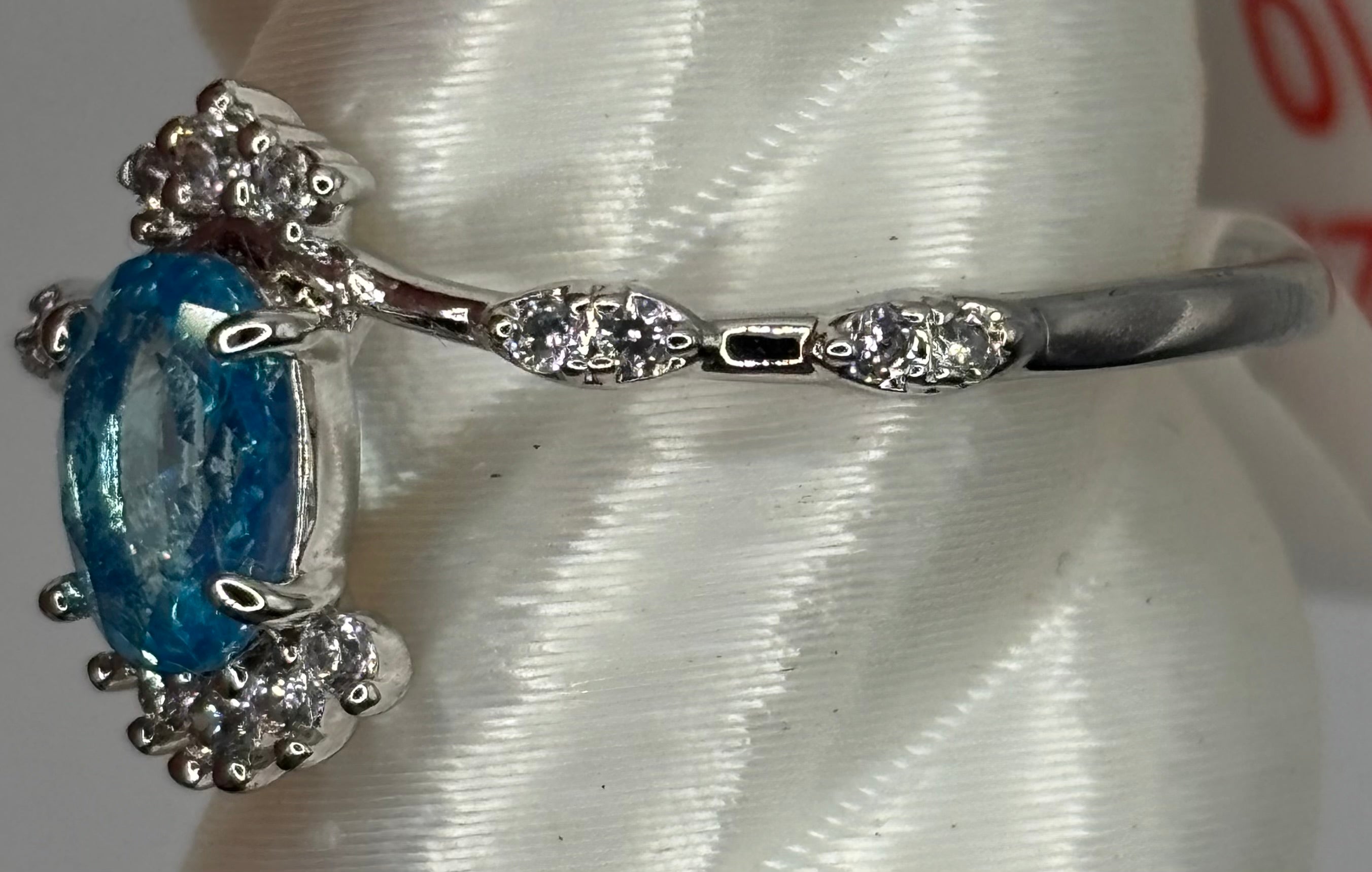 BP Blue Spinel Rhodium Ring Size 10