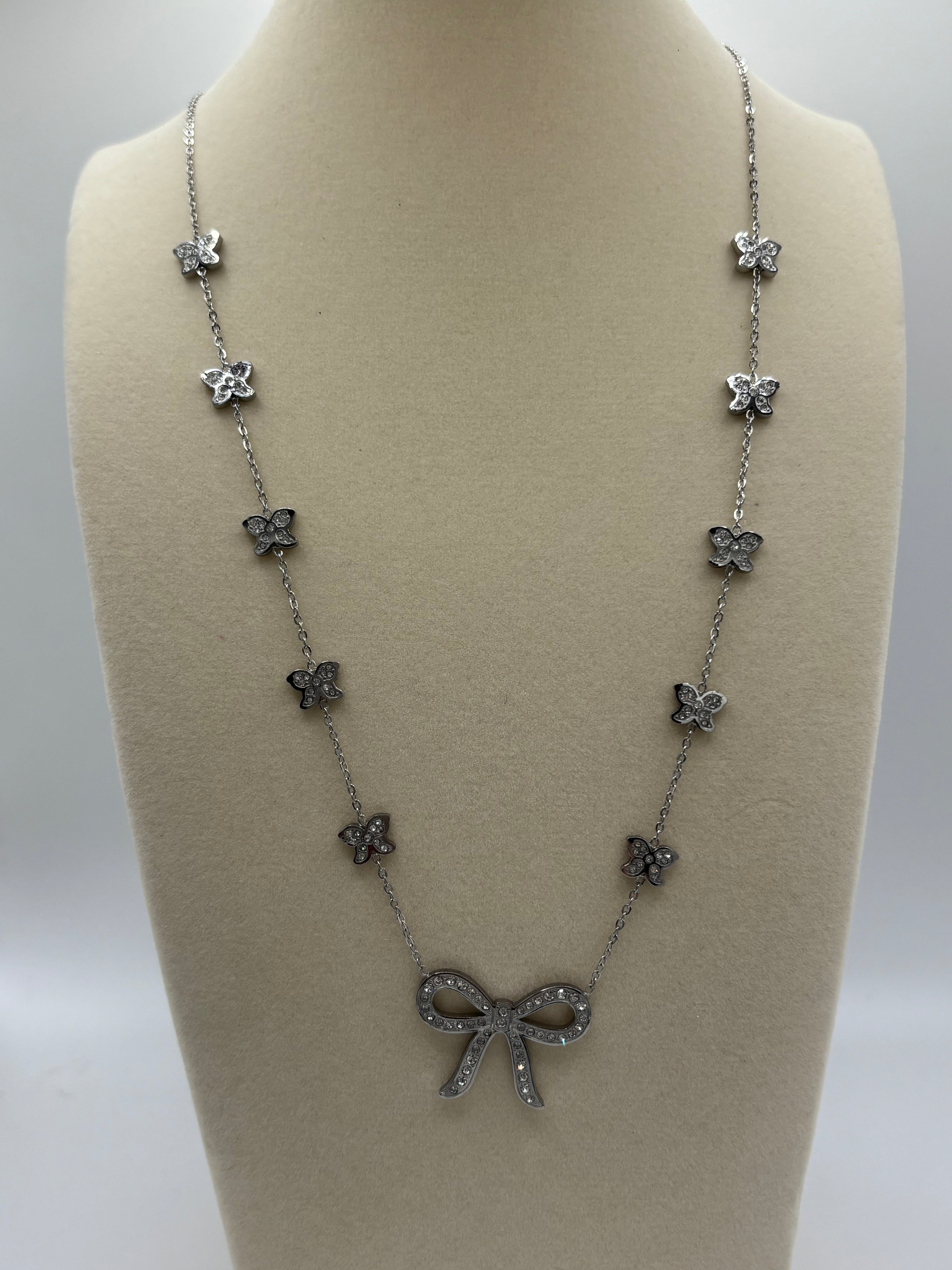 ATC Custom Bow Necklace Silver