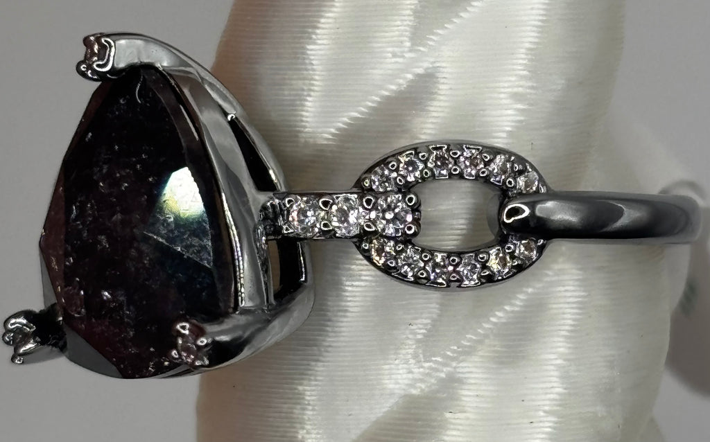 BP Black Ice Crystal Hematite Ring Size 8