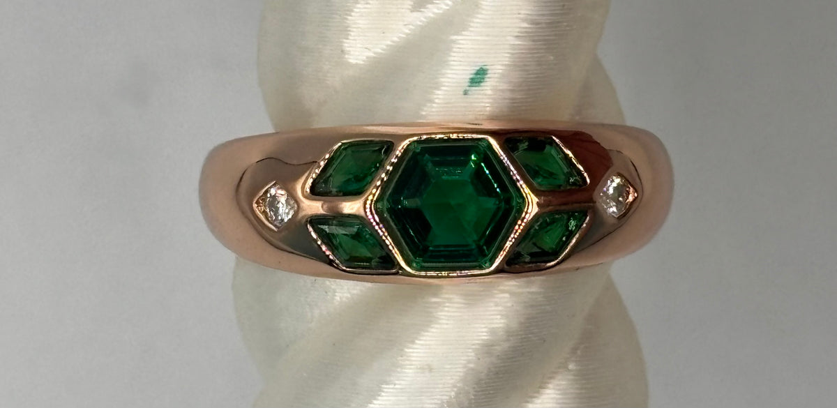 BP Emerald Rose Gold Ring Size 10