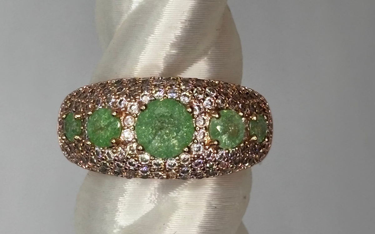 BP Green Ice Crystal Rose Gold Ring Size 8