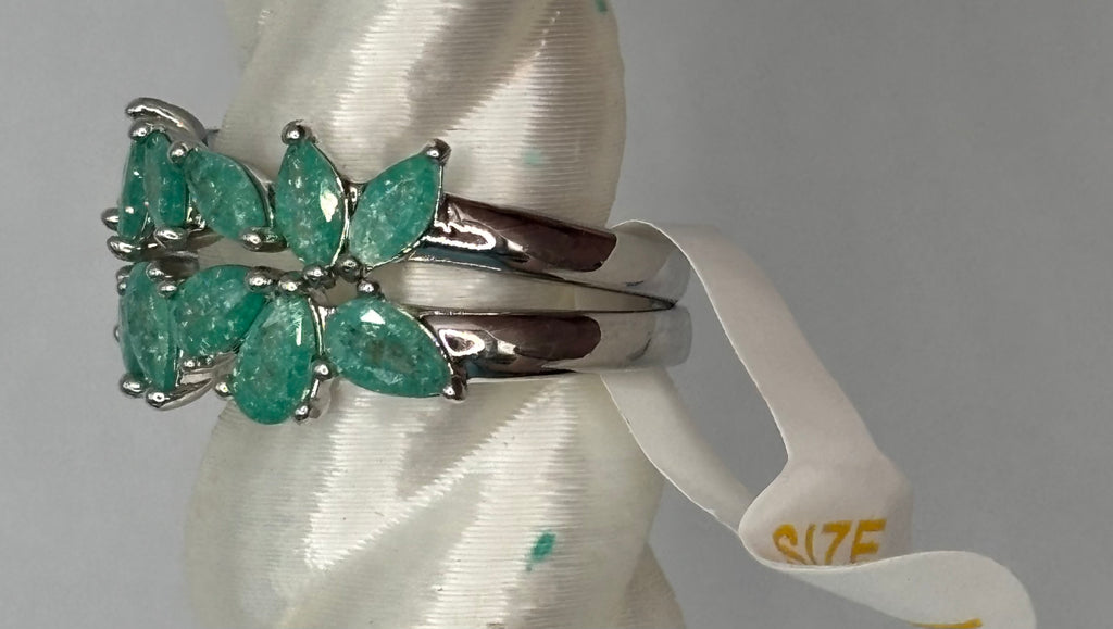 BP Emerald Ice Crystal Rhodium Ring Size 7