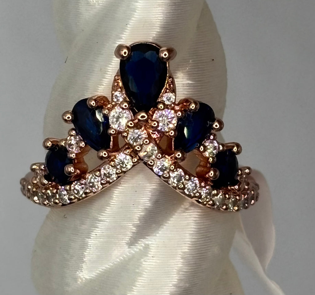 BP Sapphire Rose Gold Ring Size 7