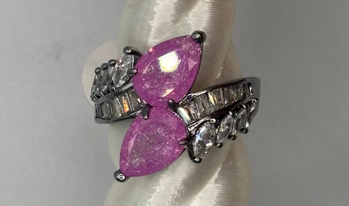 BP Pink Ice Crystal Hematite Ring Size 6